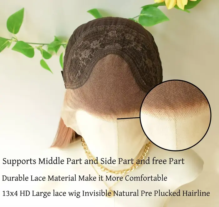 Perruque Lace Frontal Wig synthétique Body Wave blanche à reflets noirs, 13x4 HD, haute qualité, rés