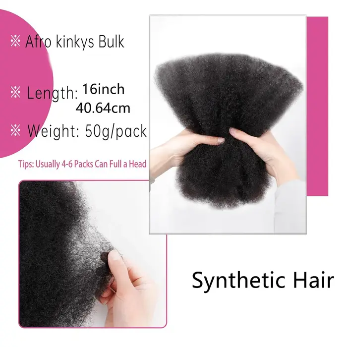 Cheveux synthétiques bouclés afro crépus pour tresses/extensions de locs permanentes