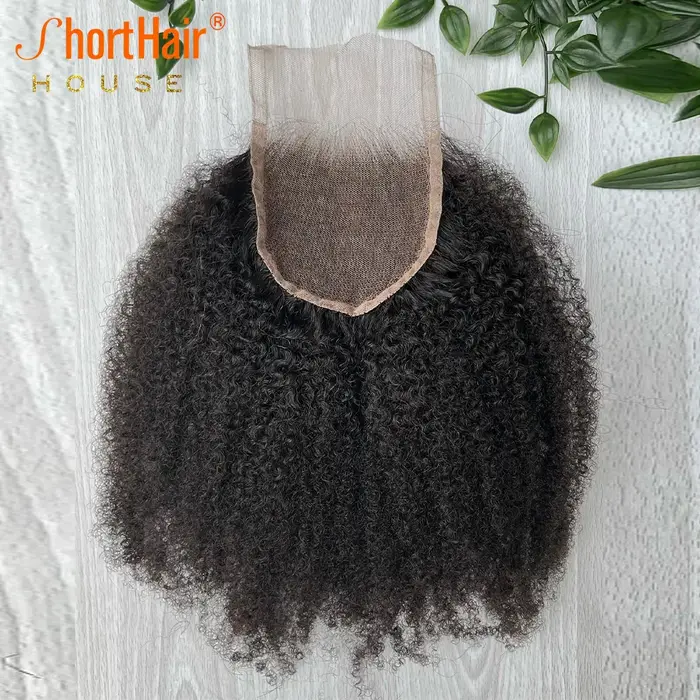 Afro crépus bouclés cheveux humains brésilien 4x4 5x5 HD dentelle fermeture