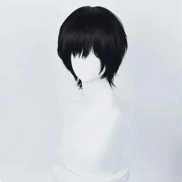 Anime tronçonneuse homme Yoshida Hirofumi Cosplay perruque courte noir résistant à la chaleur cheveu
