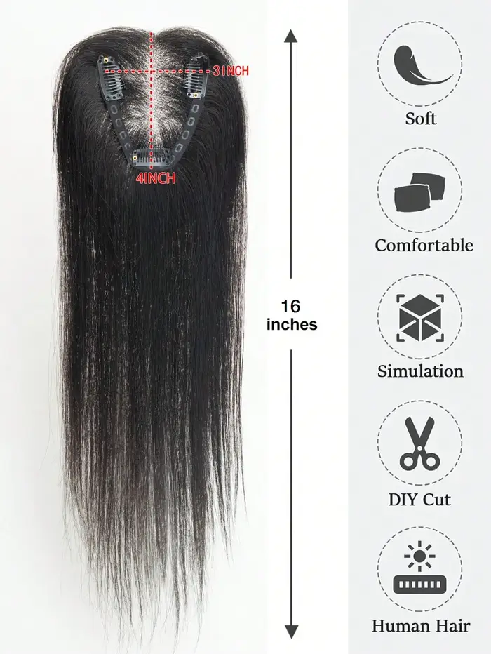 Cheveux humains Toppers 3x4 "Base tissée à la main 100% postiches réelles avec clips invisibles pour recler une