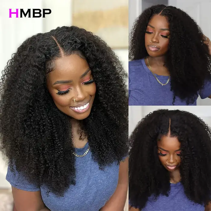 350 densité Afro crépus bouclés 360 sans colle pleine perruque de dentelle 13X6 HD dentelle frontale