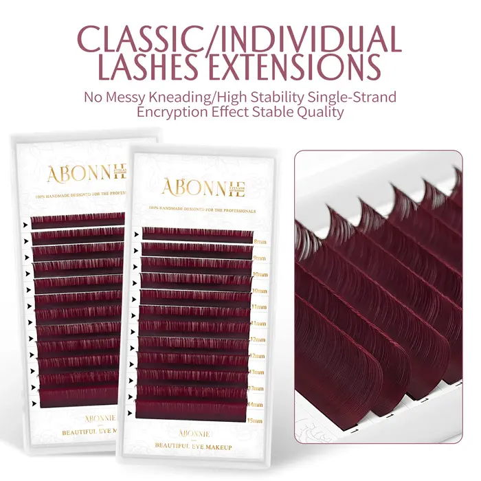 Extensions de cils Abonnie Burgundy Matte Volume 8-15mm