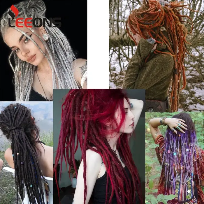 Extensions de dreadlocks synthétiques faites à la main pour femmes