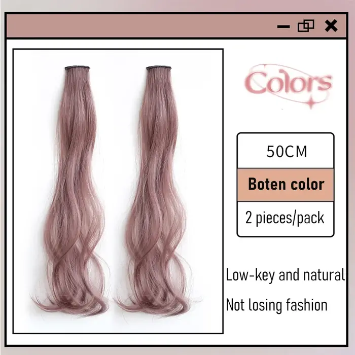 Extensions de cheveux synthétiques bouclés colorés 2 pièces/ensemble 50cm/60cm, vague d'eau rose/ble