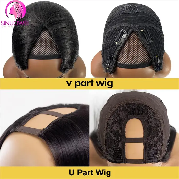 Perruque Sinuowei U V Part Body Wave en cheveux humains pour femmes