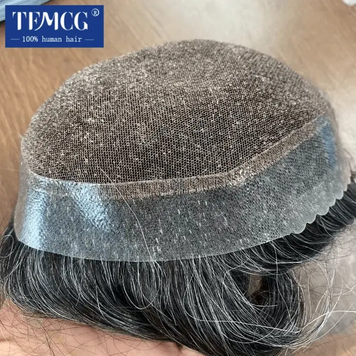 Nouveau Australie toupet hommes perruque dentelle PU Base mâle prothèse de cheveux respirant hommes 