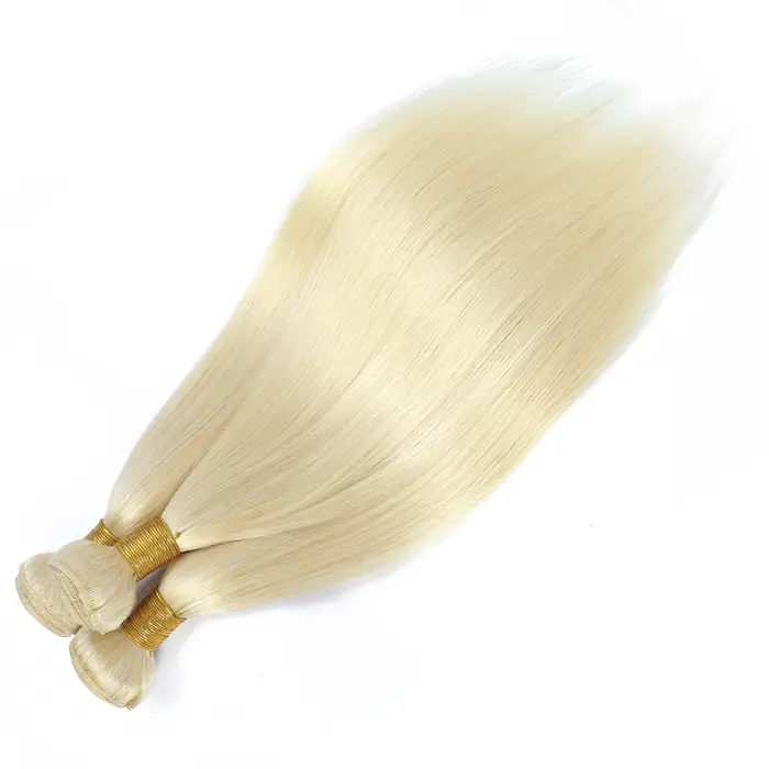 Extensions de cheveux humains vierges brésiliens blonds lisses non traités 12A 613