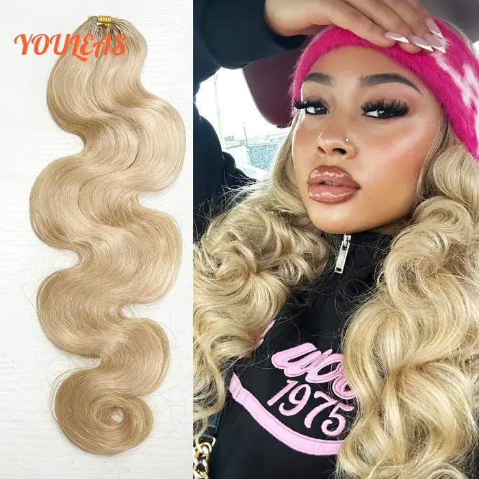 Extensions de cheveux humains Body Wave 613 couleur blond miel, tresses au crochet sans nœuds pré-sé