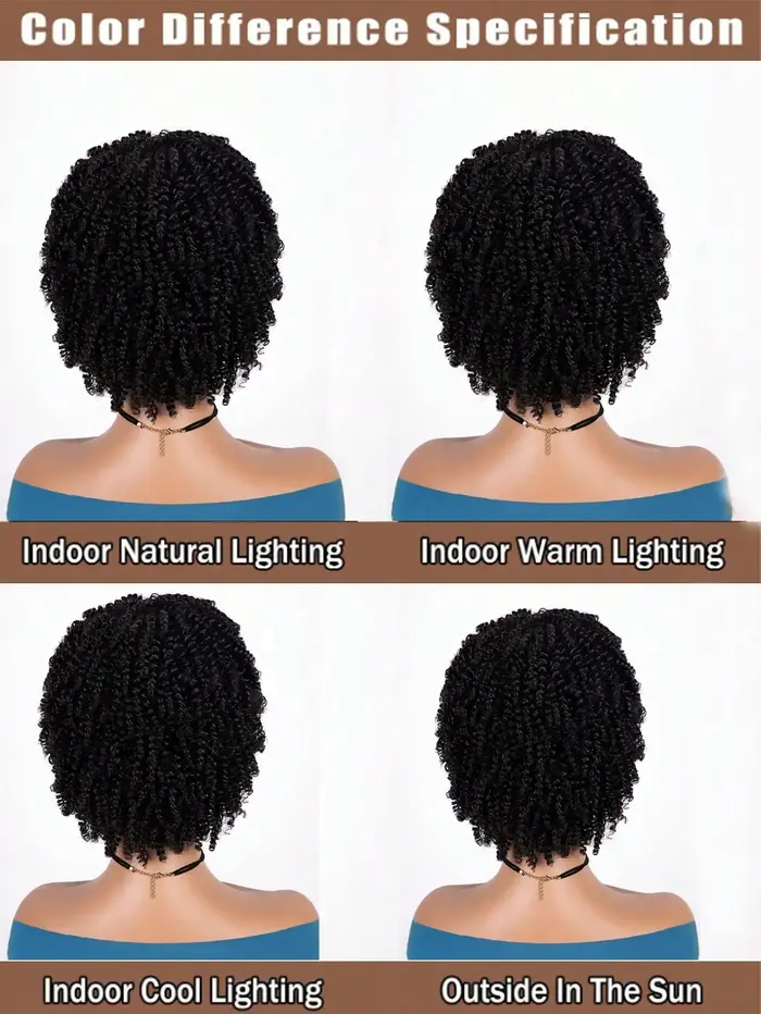 Perruque afro bouclée courte avec frange pour femmes noires