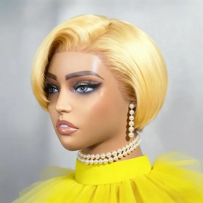 Perruque coupe lutin cheveux humains 13x4 perruques avant de dentelle 8 pouces perruques courtes Bob