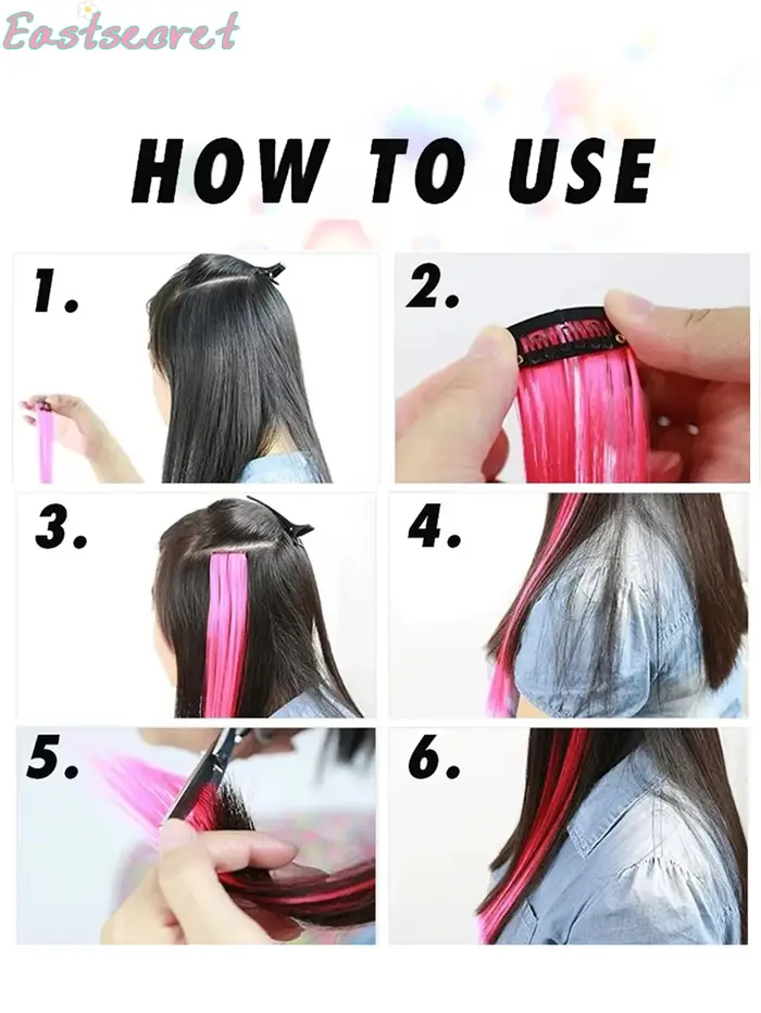 Extensions de cheveux synthétiques longues et lisses à clips