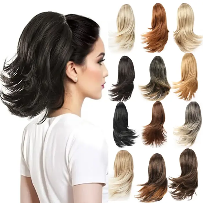 Extension de queue de cheval courte pince à griffe en postiche Extensions de cheveux