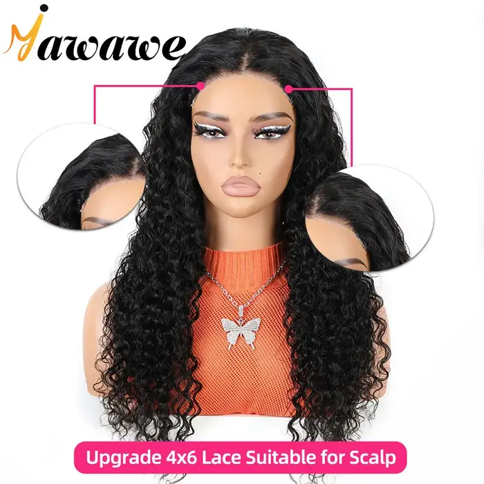 Yawawe-Perruque Ondulée sans Colle pour Femme, Cheveux Humains, Ultraviolets, Prêt à vitation, Dente