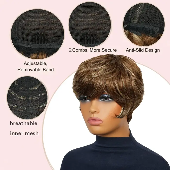Perruque courte pour homme en cheveux naturels