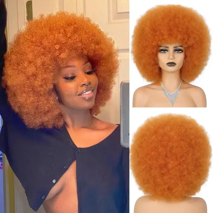 Perruques synthétiques Afro rouges pour femmes noires