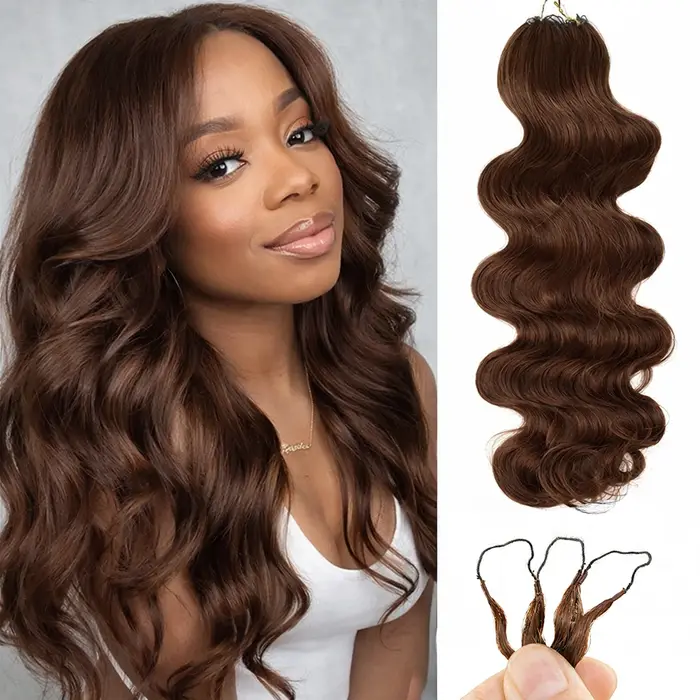 Extensions de cheveux humains ondulés au crochet, pré-séparées, invisibles, micro-boucles, effet plu