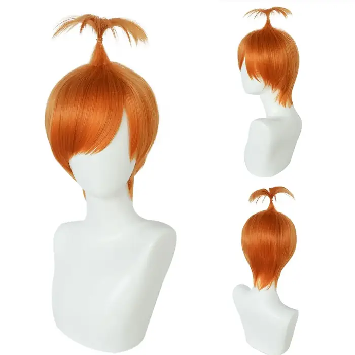 Perruque de Cosplay d'anxiété à l'intérieur, cheveux courts dorés lisses avec frange pour hommes, Anime Cos, parfait pour les fêtes d'halloween