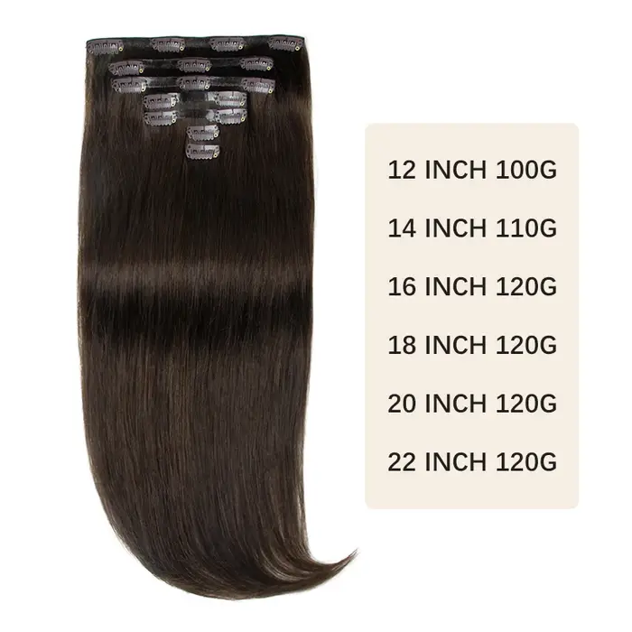 CLIP PU INVISIBLE de cheveux humains dans des EXTENSIONS de bande PU injecté trame 7PCS/SET 12-24INCH 100G 120G