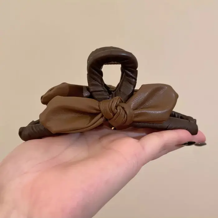 Pinces à cheveux avec grand nœud en cuir de 13CM