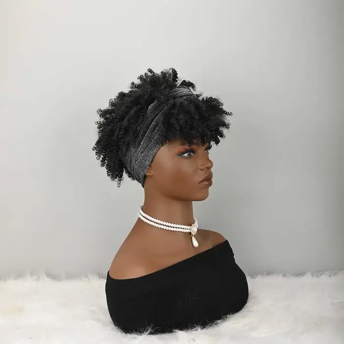 Perruque bandeau bouclée avec frange pour femme
