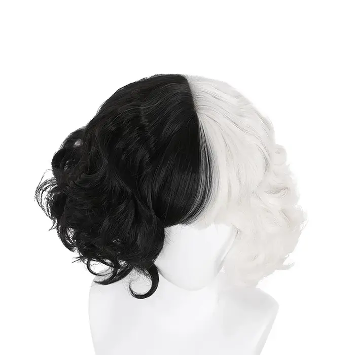 HAIRChain Y-Perruque Synthétique Courbure Noire et Blanche pour Femme
