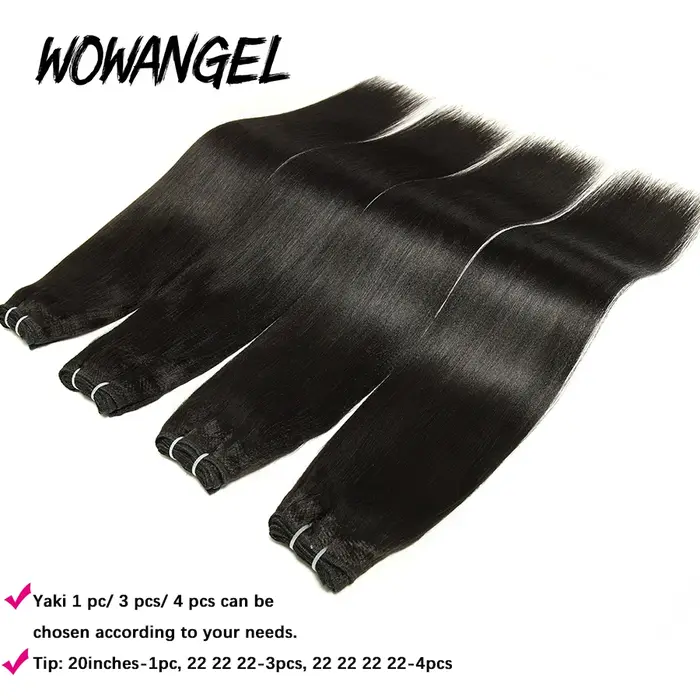 WOWANGEL lumière Yaki droite paquets de cheveux humains rebondissant moelleux crépus droite vierge E