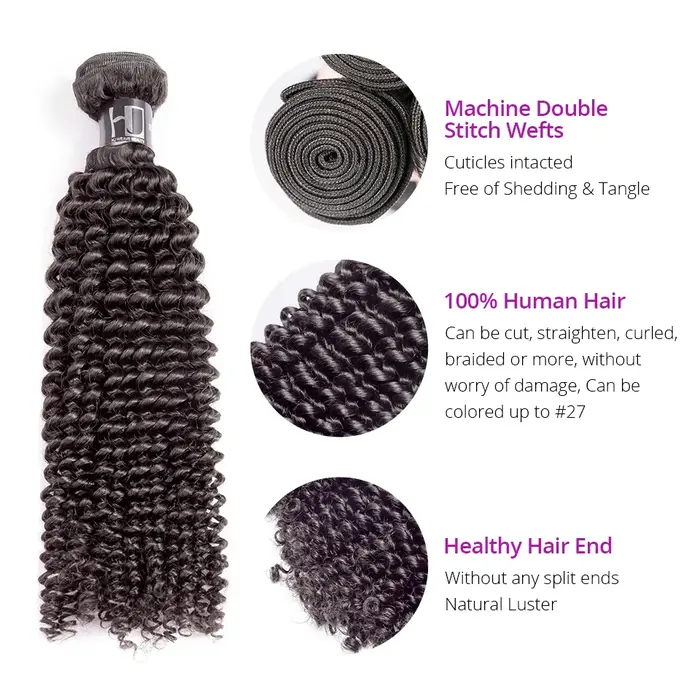 Vingin-Tissage de cheveux brésiliens bouclés afro crépus, vague d'eau, faisceaux de cheveux humains,