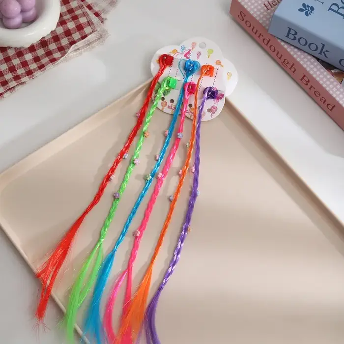 6 pièces pour enfants, extensions de cheveux colorées avec épingles