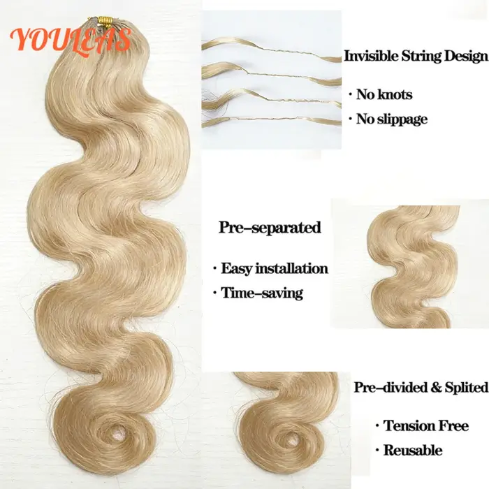 Extensions de cheveux humains Body Wave 613 couleur blond miel, tresses au crochet sans nœuds pré-sé
