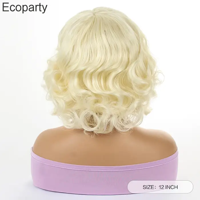 Halloween femmes Marilyn Monroe perruque dorée cheveux courts bouclés perruques
