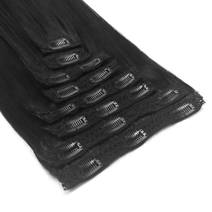 Clip dans les Extensions de cheveux cheveux humains naturel droit sans couture Clip ons Extensions d