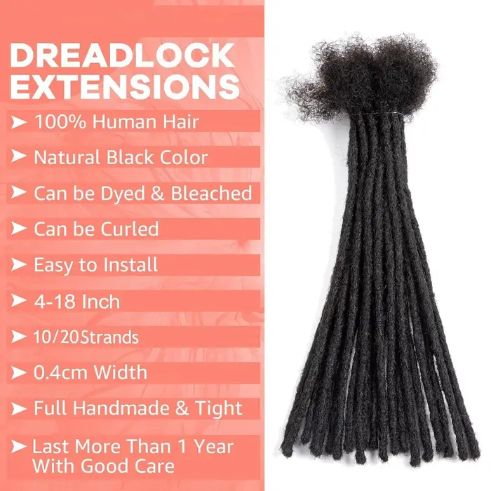 Extensions de dreadlocks noires naturelles