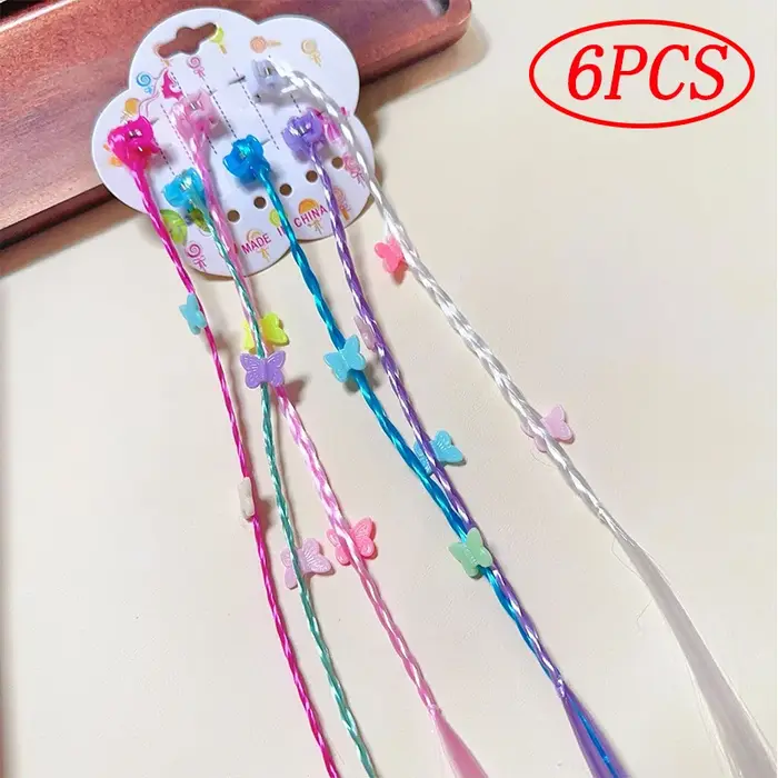 Extensions de cheveux tressés colorés avec pinces, postiches queue de cheval tressées arc-en-ciel po