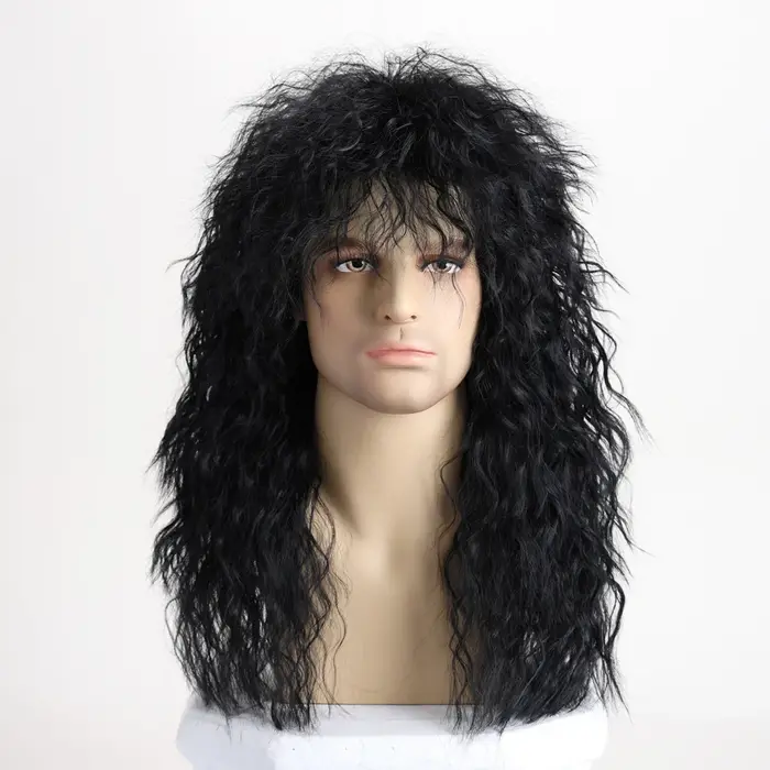 Perruque synthétique Rockstar des années 70 et 80 pour hommes
