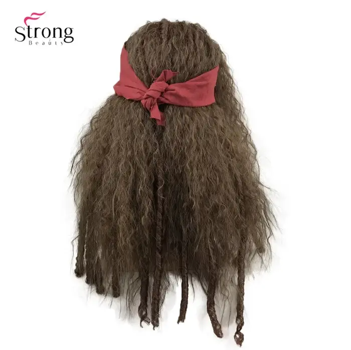 Perruque Pirate Cosplay Jack Sparrow capitaine perruques et accessoires complets cheveux synthétiques