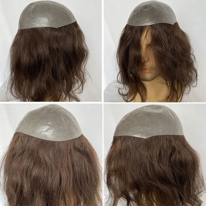 Perruque naturelle en cheveux humains vierges européens de 12 pouces