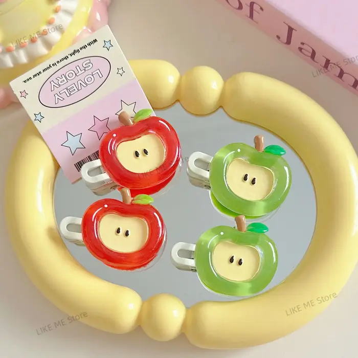 Délicieux grande pomme épingle à cheveux mignon doux fille coeur dessin animé frange bord pince coiffure carte enfants