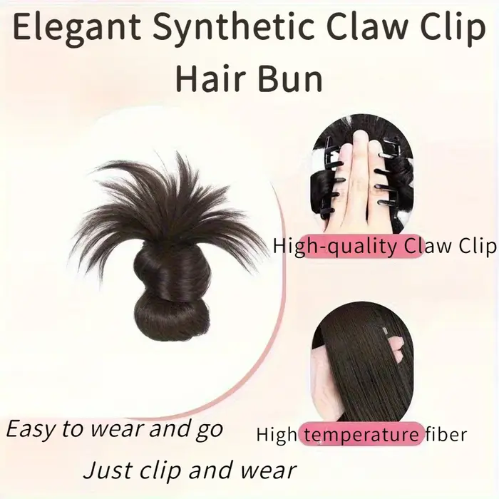 Chignon synthétique élégant à demi-cravate de 8 pouces, avec pince à griffes, perruque en plumes de
