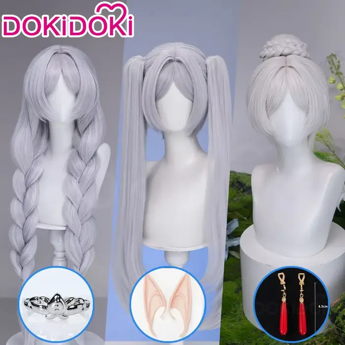 Perruque Frieren pour cosplay d'anime DokiDoki