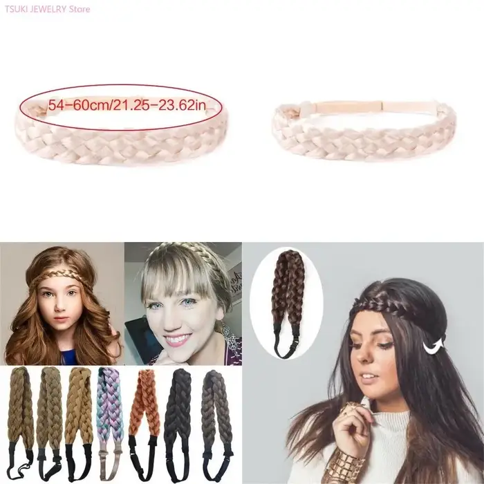 62KE – bijoux cheveux pour femmes, bohème, bandeau frontal tressé synthétique, décors