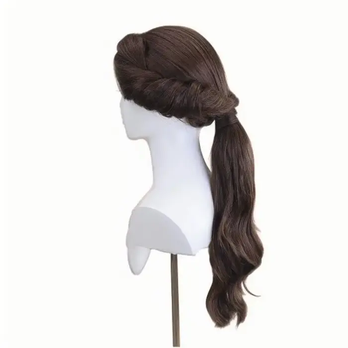Perruque brune de style professionnel pour cosplay Belle Village Girl
