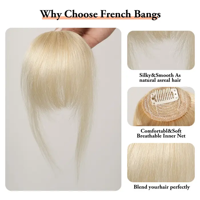 100% cheveux humains frange platine blond