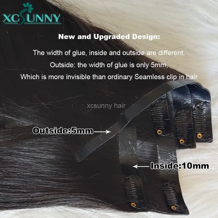 Yaki droite sans couture pince dans les Extensions de cheveux humains