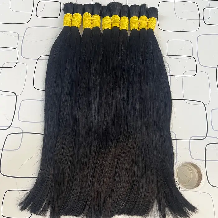 Cheveux humains en vrac pour tressage, cheveux indiens lisses sans trame, cheveux naturels 100% huma