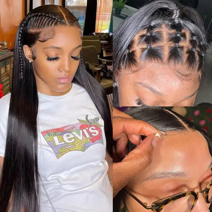 Perruque en cheveux humains naturels, densité 200, avec dentelle complète, Remy brésilien, transpare