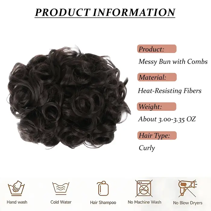 Chignon synthétique court bouclé désordonné