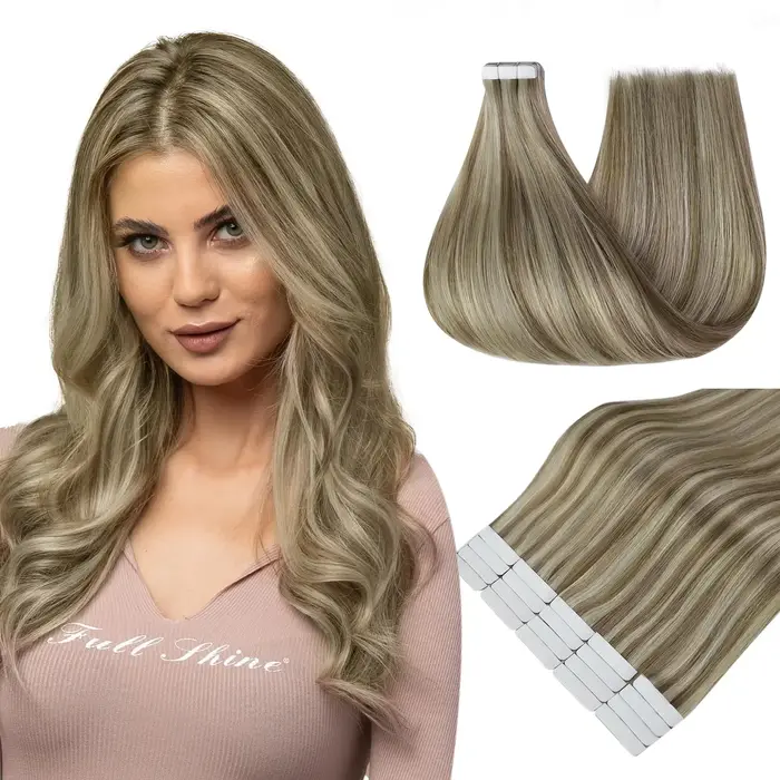 Bande blonde 100 % cheveux humains dans les extensions 12-26 pouces # 613 trames blondes platine pour coloration