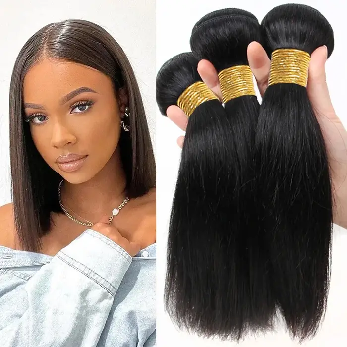 Mèches indiennes naturelles lisses et brutes, noir naturel, Extensions de cheveux lisses, offre en l
