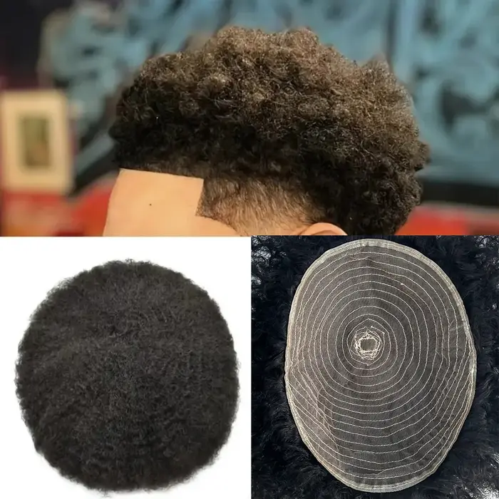 Toupet de cheveux de style afro pour hommes ou topper pour femmes postiches fabriquées à la machine 100% systèmes de